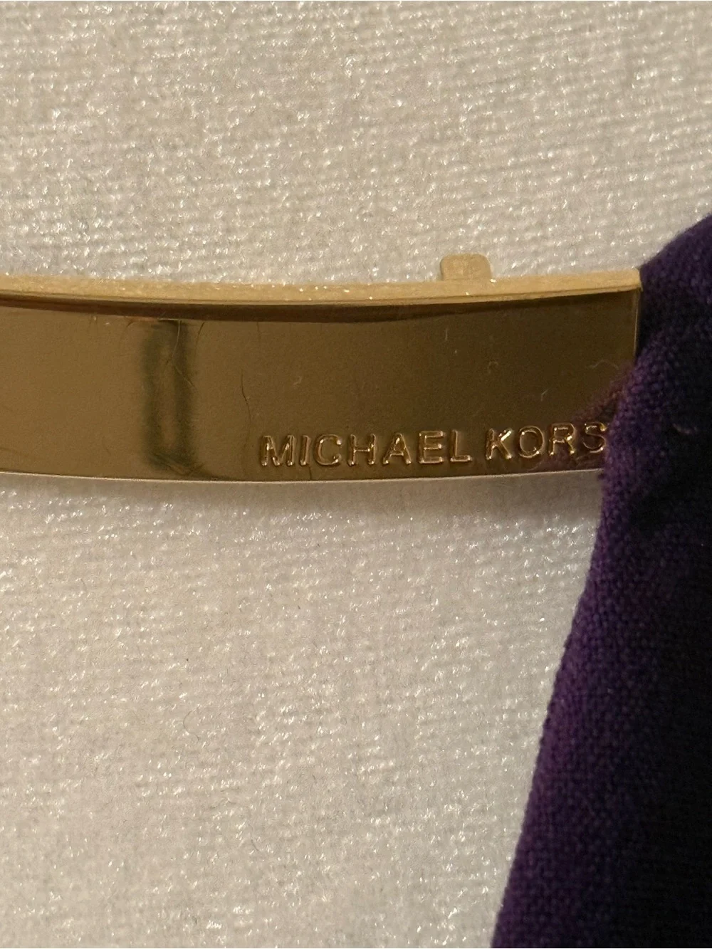Michael Kors Purple V-Neck Midi Sheath Dress with Gold Accent
